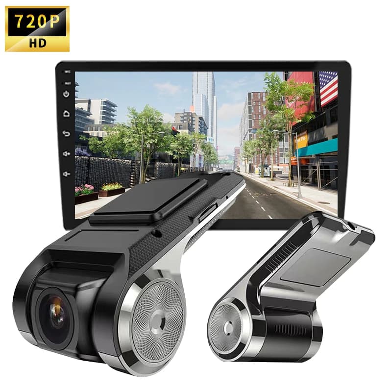 HD Dash Cam Car USB ADAS DVR double lens camera Special video for media player Android recorder front reverse view