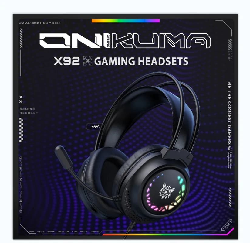 ONIKUMA X92 Wired Gaming Headset RGB 50mm Drivers Over Ear Headphones Omnidirectional Microphone USB 3.5mm PC PS4 PS5 Xbox Gamer