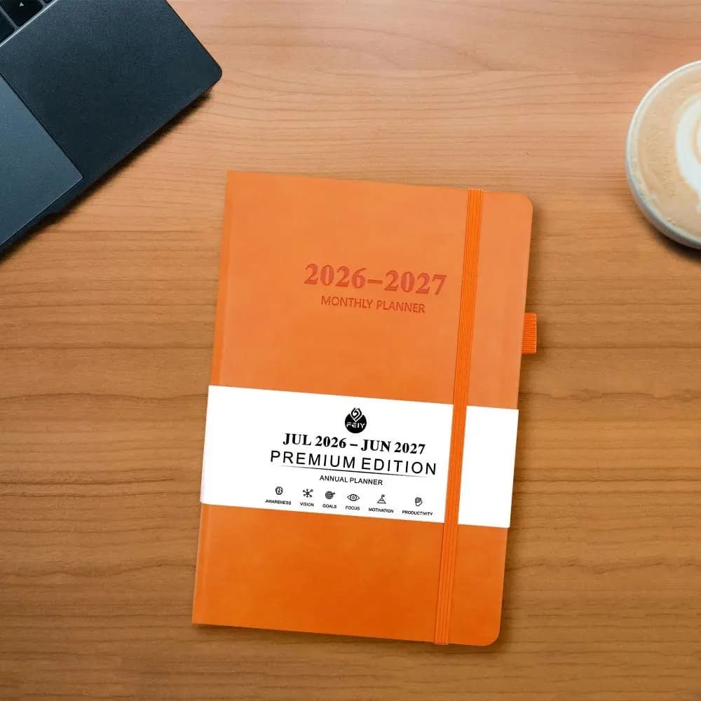 Agenda 2026 in Inglese, Blocco Note Resistente all'Usura, 12 Mesi, Formato A5, Semplice e Portatile