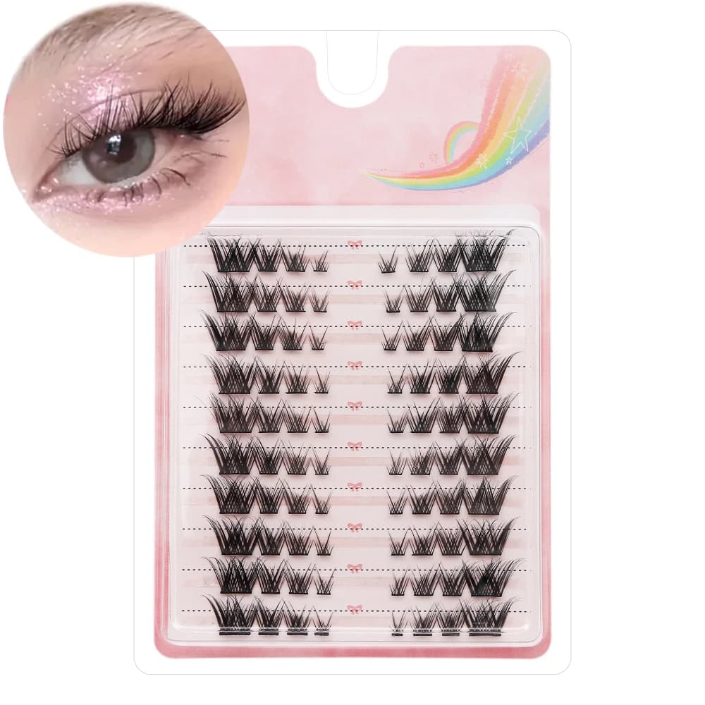 80 Pezzi Ciglia a Ciuffetti Individuali Effetto Occhio di Volpe Fai da Te, Ciglia Finte Naturali Stile Manga con Lunghezze Miste per un Look Drammatico