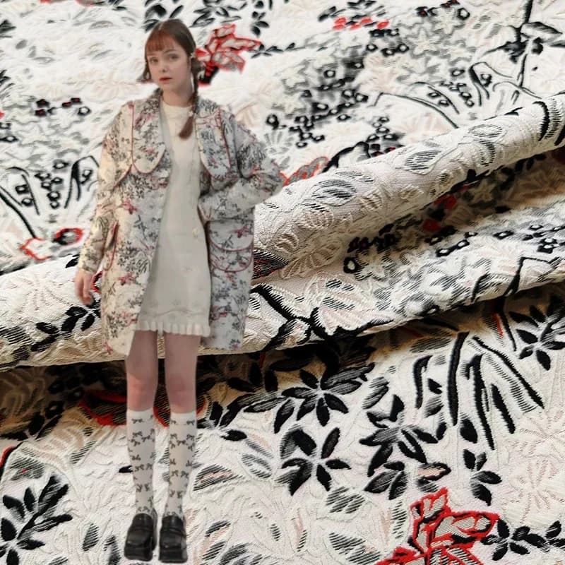 Jacquard Brocade Fabric European Brand Fashion Design for Dress Windbreaker Autumn Winter Thick Diy Sewing Cloth by the Meter