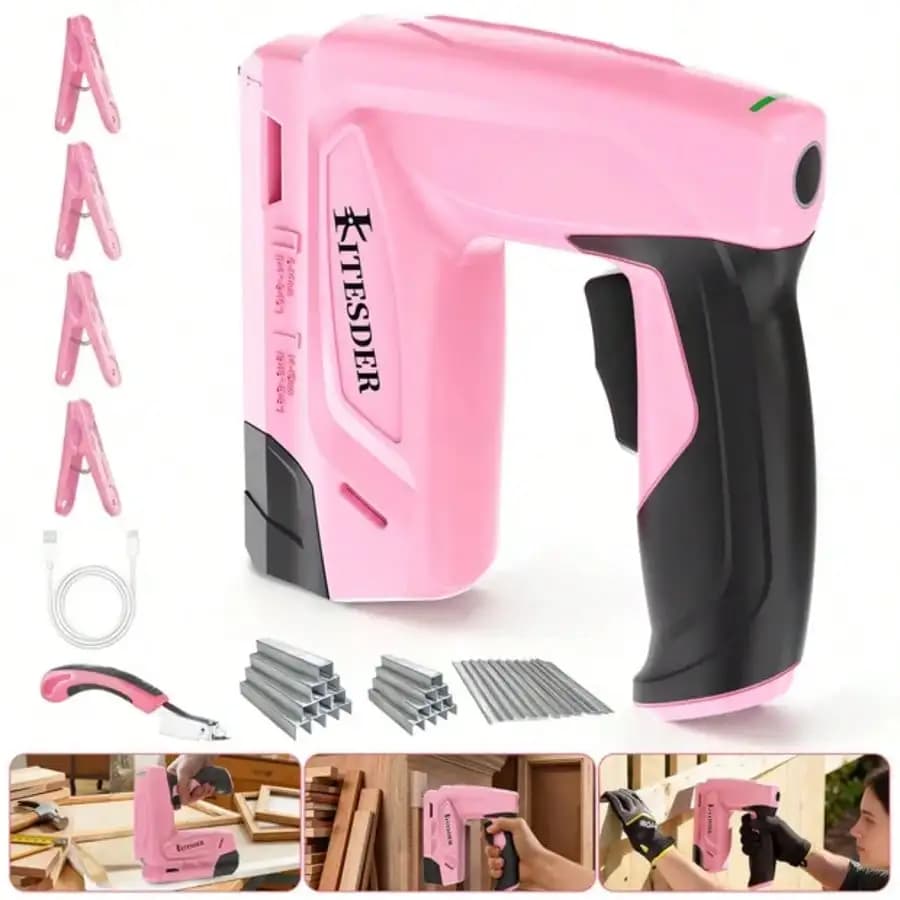 Brad Nailer, Chiodatrice 2-in-1 a batteria con 3000 graffette e chiodi, Graffettatrice elettrica Brad Nailer per lavori di edilizia