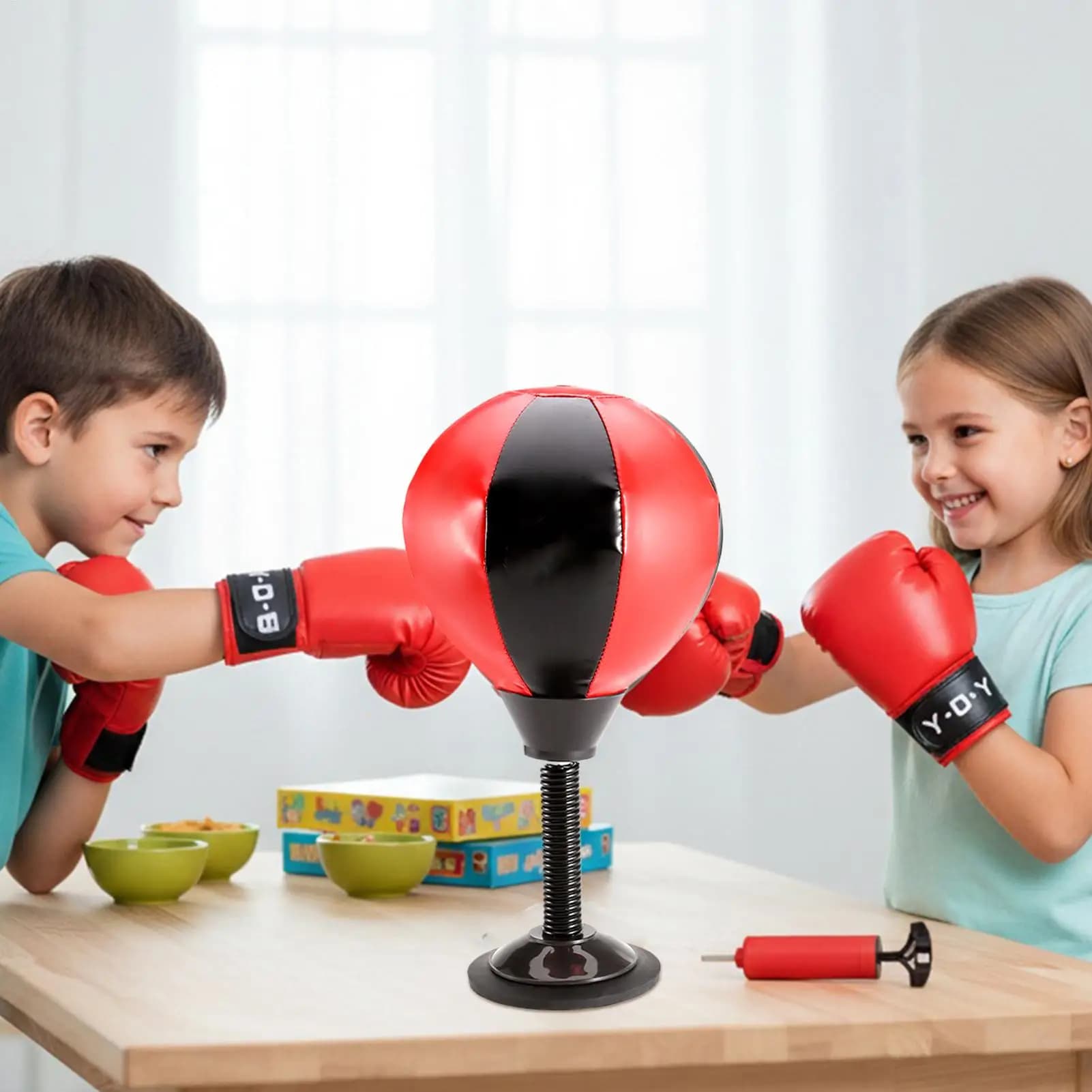 Table boxing bag with suction cup, inflatable boxing ball, inflatable boxing bag for children, teenagers, adults, offices, employees, students
