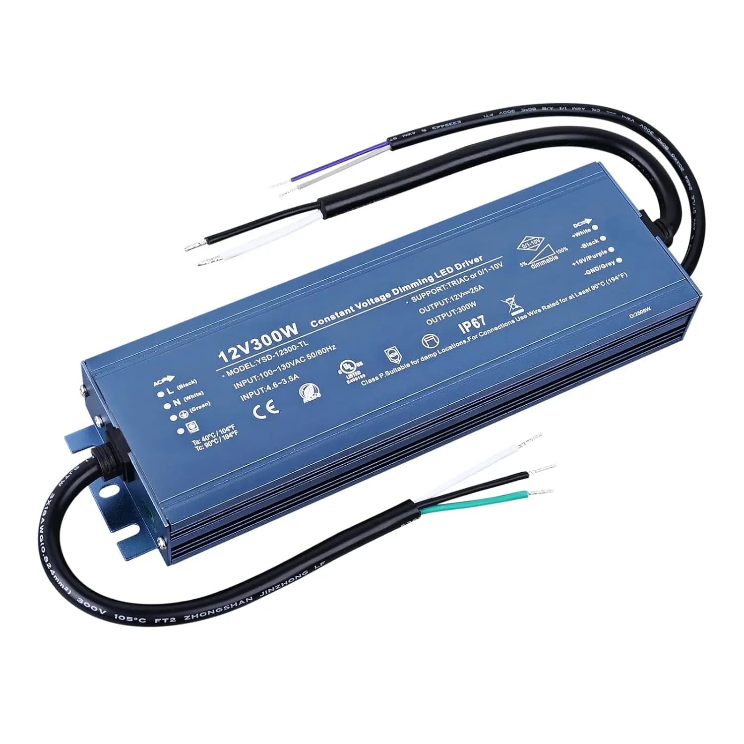 12V 300W dimmable LED driver, IP67 waterproof transformer, Triac AC 110V power supply for strip lights