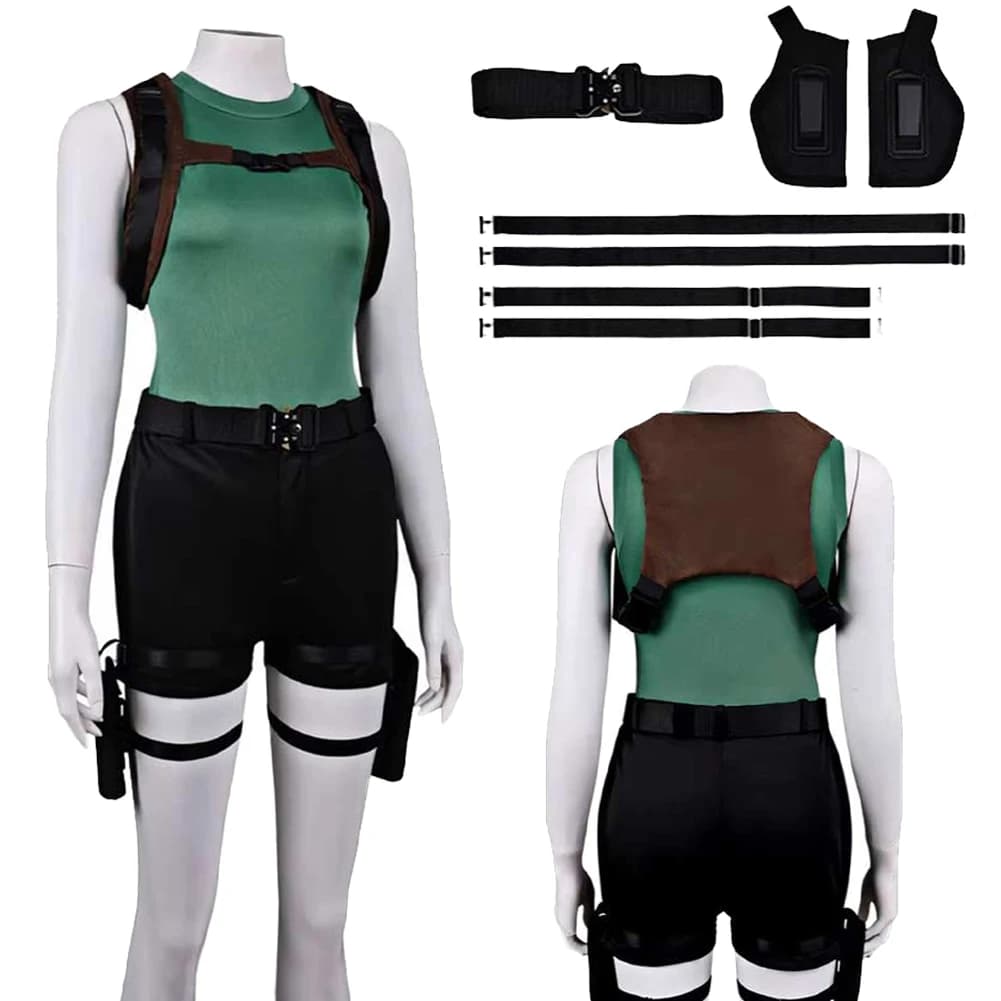 Costume da Cosplay di Lara Croft dal Film Tomb Raider, Abbigliamento Femminile per Halloween, Carnevale e Feste a Tema Fantasy