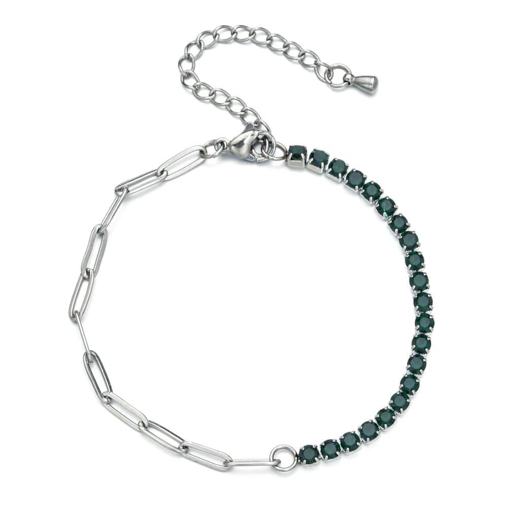 ZMZY Bracciale da tennis in cristallo CZ di lusso per donna Braccialetti classici a catena in acciaio inossidabile Regalo di gioielli di moda per matrimoni