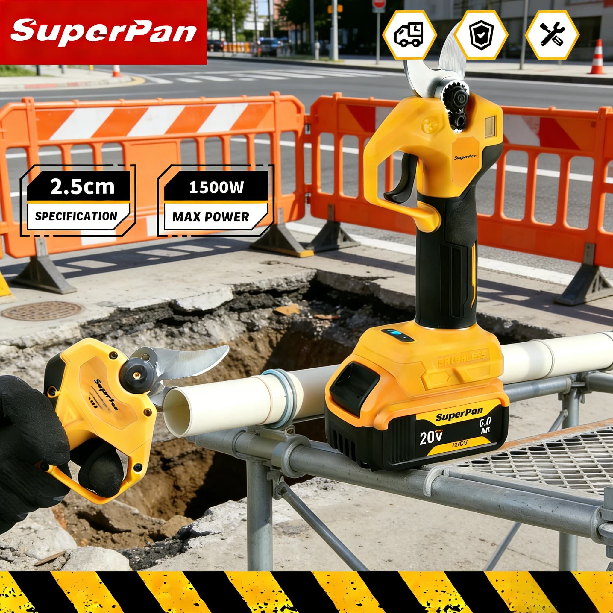 Electric Power Drills SuperPan Vineyard to Quick Charge, Double Voltage, No Brushes, 4 Speed, Durevoli, for Dewalt Battery 20V