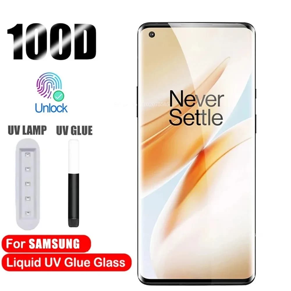 2-3PCS Vetro UV per Samsung Galaxy S22 S23 Ultra S21 S10 S8 S9 Plus S20 FE Nota 8 9 10 Pro 20 Protezione schermo colla liquida UV