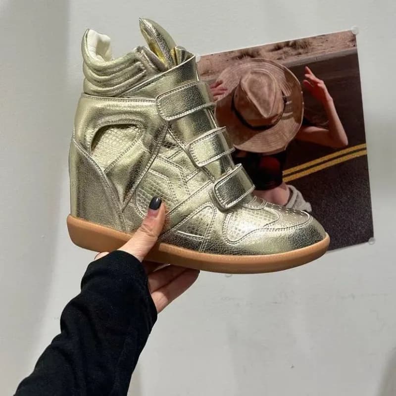 Scarpe da Donna di Design 2026, Stivaletti in Pelle di Lusso, Sneakers Casual Eleganti con Rialzo di 5CM