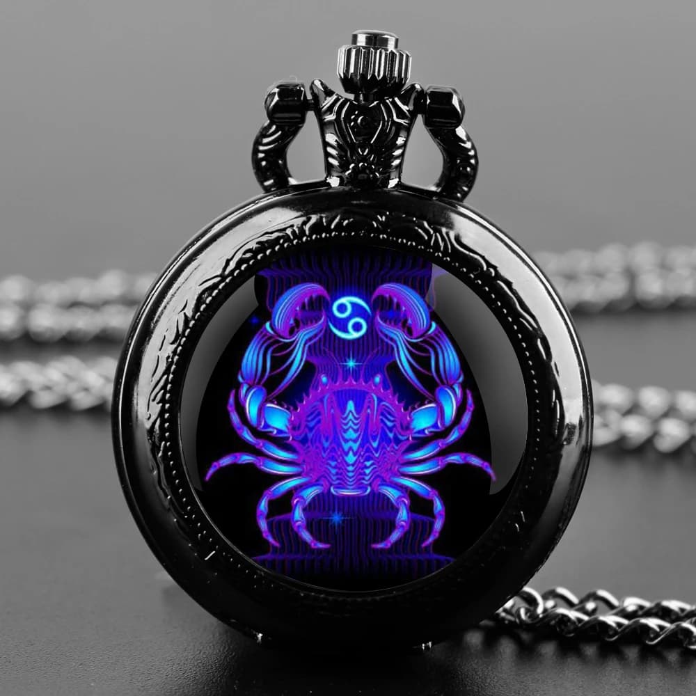 Orologio da tasca al quarzo dal design vintage con 12 segni zodiacali, collana con ciondolo, regalo ideale per uomini, donne e bambini, squisito regalo di compleanno