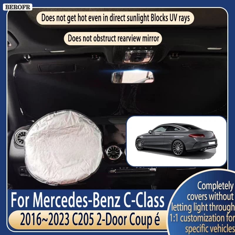 Steering wheel Car Sun Visor For Mercedes-Benz C 2-door coupe 2016~2023 22 Summer Cooling Accessories Front Windshield Sunshade