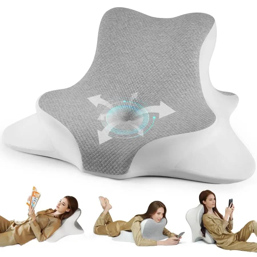Cuscino per letto, per posizioni sdraiata, reclinata e prona, cuscino ergonomico in memory foam a cuneo per testiera, cuscino di supporto per mento e schiena