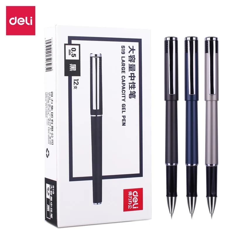 Deli 3 pezzi 0,5 mm penna gel inchiostro nero penna firma forniture per studenti scolastici forniture per ufficio penna per ufficio di cancelleria