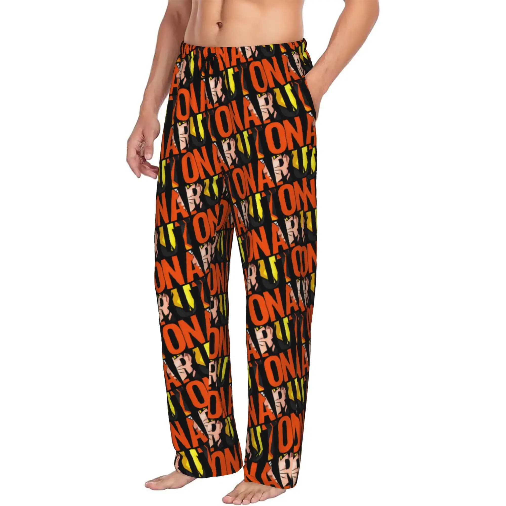 Custom N-Narutoes Uzumaki Pajama Pants Men Anime Sleepwear Lounge Sleep Bottoms Stretch with Pockets