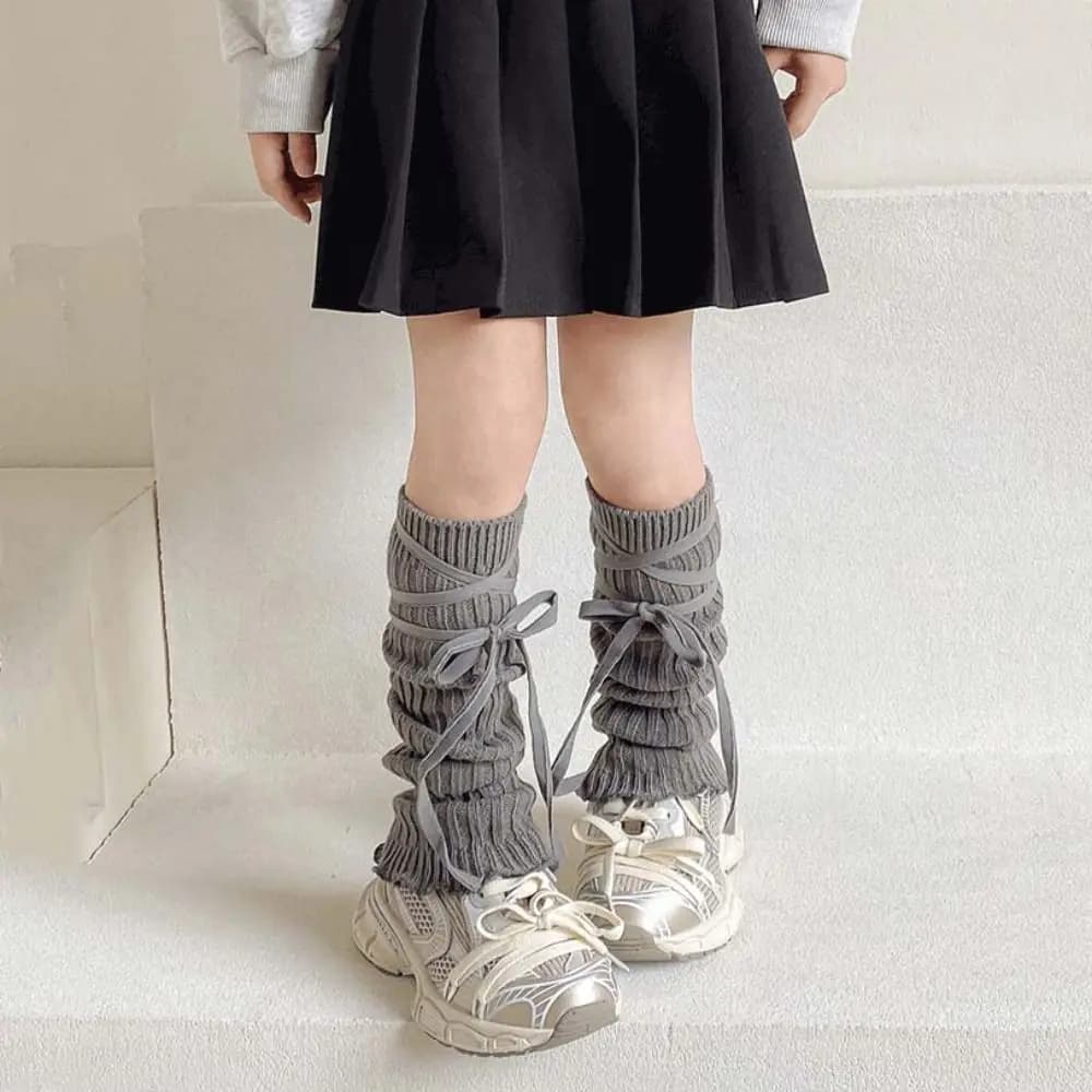 Fashion Korean Style Children's Leg Warmers Balletcore JK Knitted Leg Cover Woolen Long Stockings Strap Leg Socks Baby