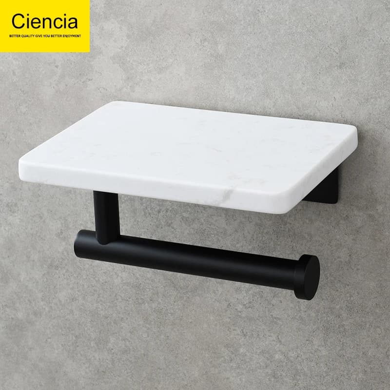 Ciencia porta carta igienica 304 acciaio inossidabile + marmo bagno lavabo portarotolo Dispenser montaggio a parete, nero, SBH269B
