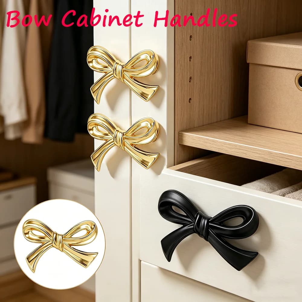 1/2/4 Pezzi Maniglie a Forma di Fiocco in Ottone Dorato per Cassetti, Maniglie per Armadietti da Cucina, Pomelli per Cassetti e Guardaroba, Accessori per Mobili