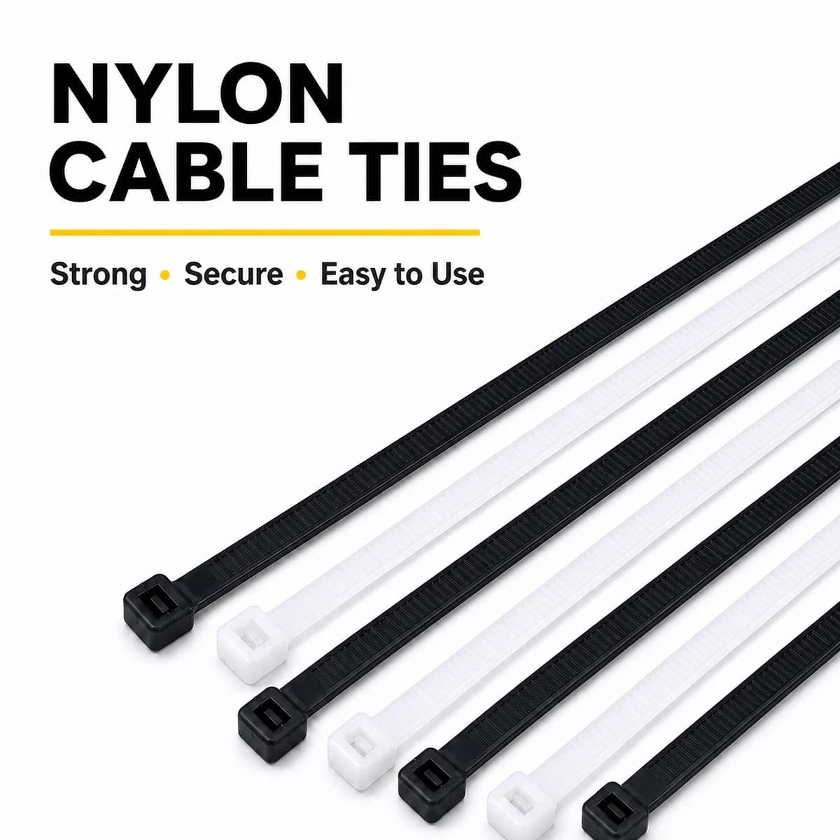 100Pcs Self-Locking Nylon Cable Ties Adjustable Zip Ties Wire Fastening Straps Black White for Home Office Industrial Wholesale