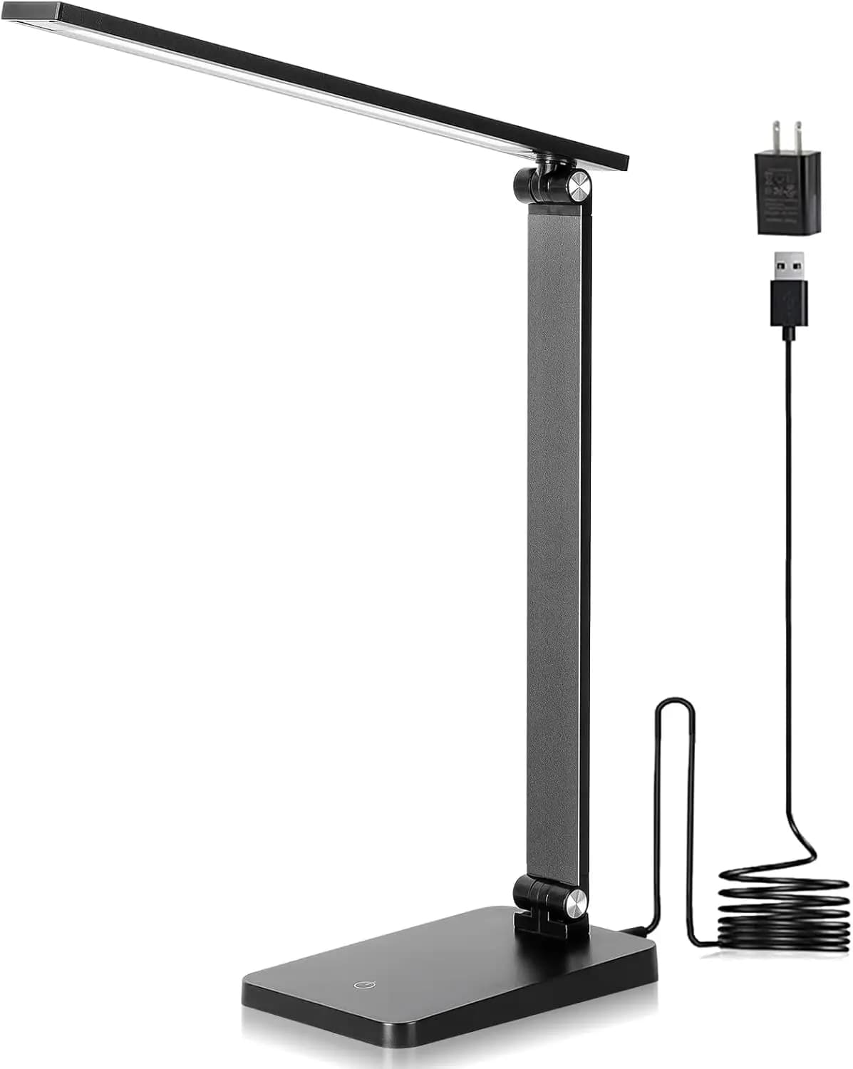 Lampada da scrivania a LED con porta USB, dimmerabile a 3 livelli, 5000K, nera