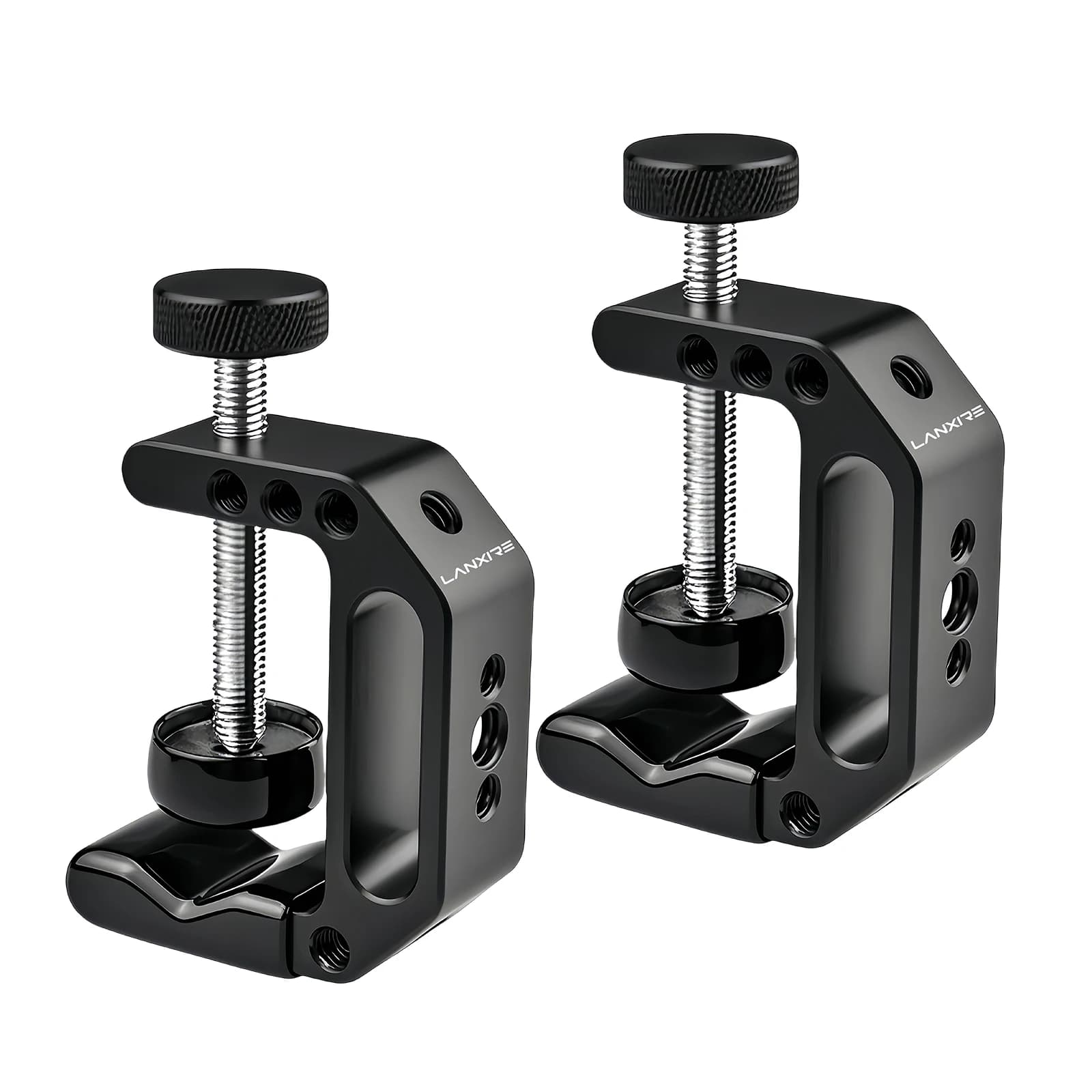 Lanxire Universal support with 1/4" and 3/8" threaded clamp, durable table clamp for LCD/webcam microphone/monitor, studio - 2 packs