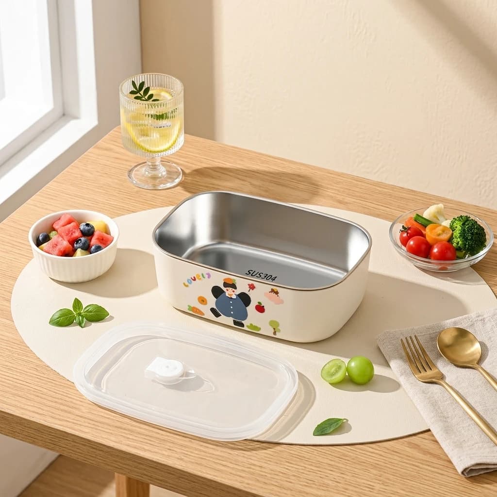 304 Stainless Steel Bento Box With Divider For Student And Office Worker Portable Leakproof Lunch Box