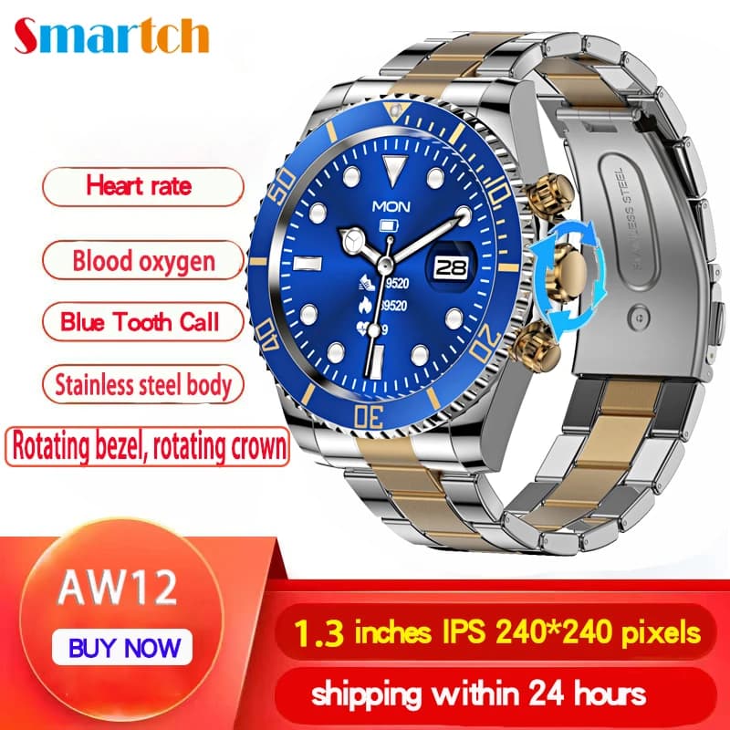 Orologio intelligente impermeabile Dente blu Chiamata Display messaggio Carta da parati fai da te Frequenza cardiaca Pressione sanguigna Sport Smartwatch Donna Uomo Musica