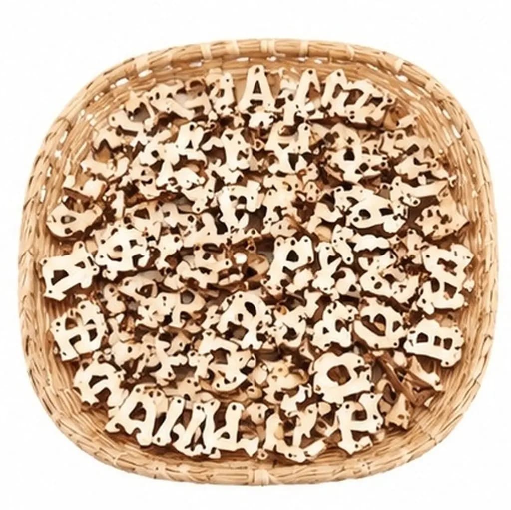 50 PCS Cursive Letters Craft Embellishments Decorative Wood Crafting Alphabet Chip Blocks