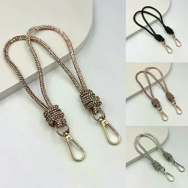 Elegant women's bag with chain strap decorated with rhinestones and knot closure suitable for casual evenings and creation of DIY wallets