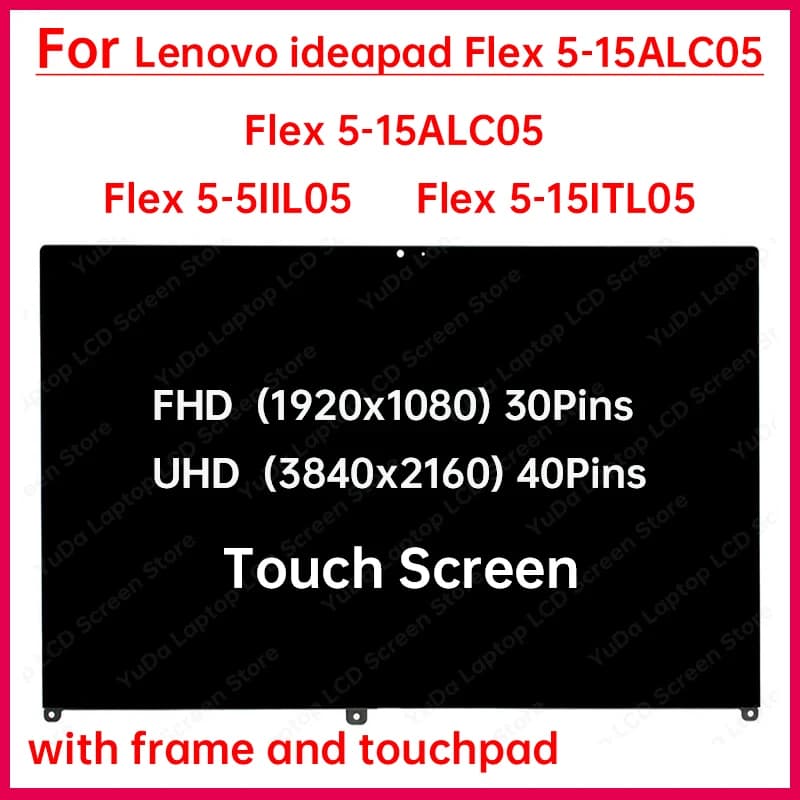 15.6 "Laptop LCD Touch Screen Per Lenovo ideapad Flex 5-15ALC05 15IIL05 15ITL05 Display Digitizer + Telaio di Montaggio di Ricambio