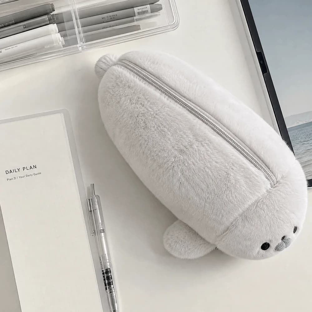 Large Capacity Little Seal Pencil Case Animal Material Seal Pen Pouch Simulation Texture Kawaii Style Stationery Storage Bag