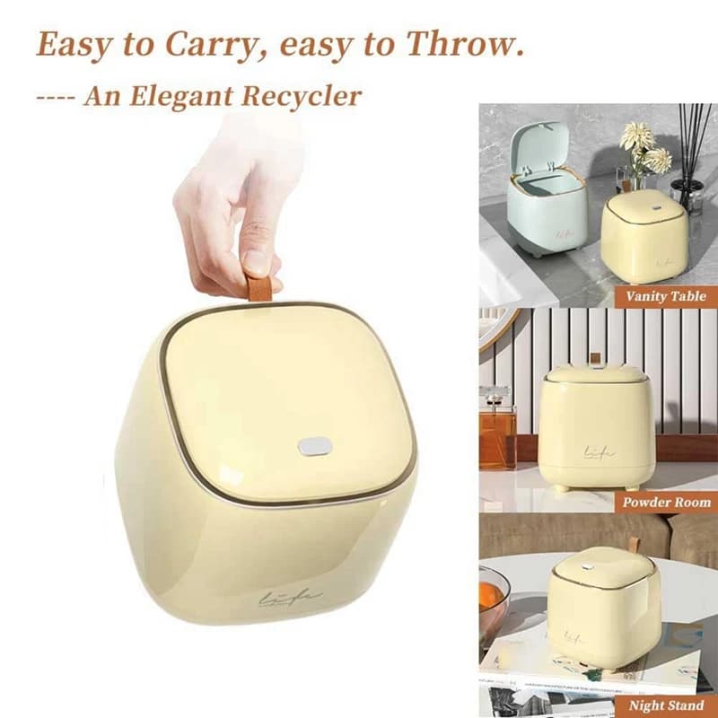 Pattumiera da appoggio, pattumiera con coperchio tipo, dispenser per pattumiera da 0,5 galloni/1,5 litri, giallo crema
