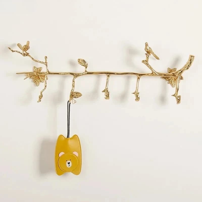 Brass Key Hook Bird Towel Rack Clothes Hat Hooks Hangers 5 Hooks Decorative Hook Towel Bar Hanger Wall-mounted Storage Rack