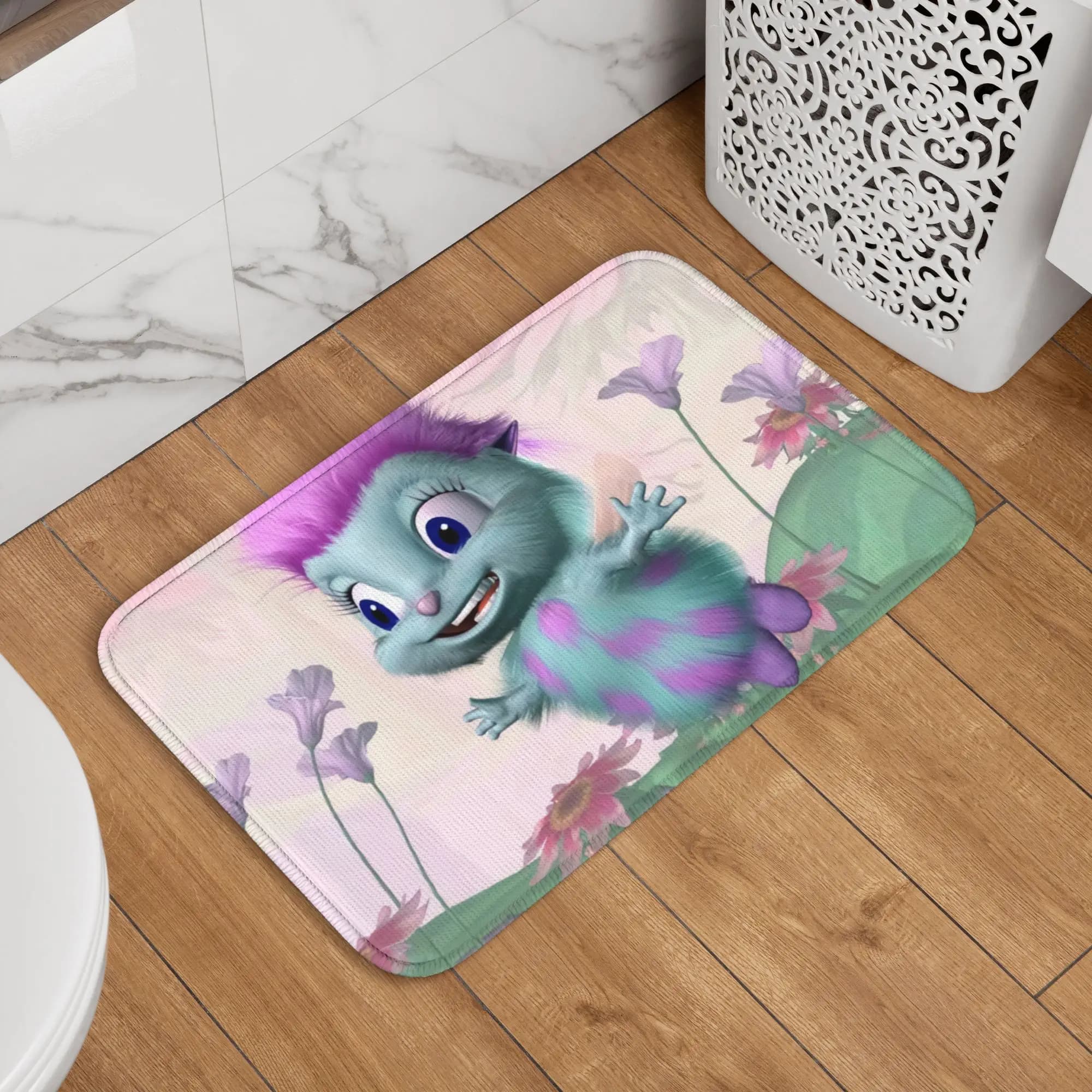 Tappetino Personalizzato con Meme Bibble per Porta, Cucina, Bagno, Antiscivolo, per Interni, Stile Fumetto e Anime, per Camera da Letto, Balcone, Ingresso