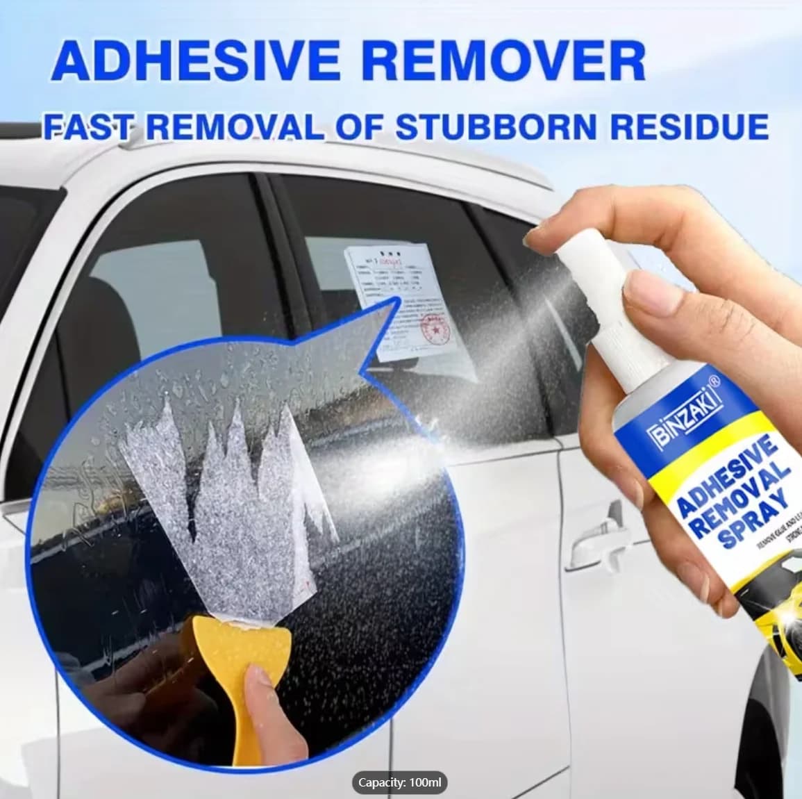 Glue Remover Spray - Suitable for quickly dissolving adhesive residues on windows, paint, labels, decals and tape. Safe for auto