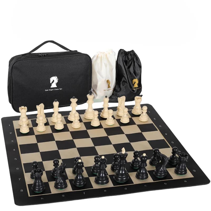 20-Inch Portable Folding Chess Board with Weighted Pieces Tournament-Grade Ideal for Adults and Beginners