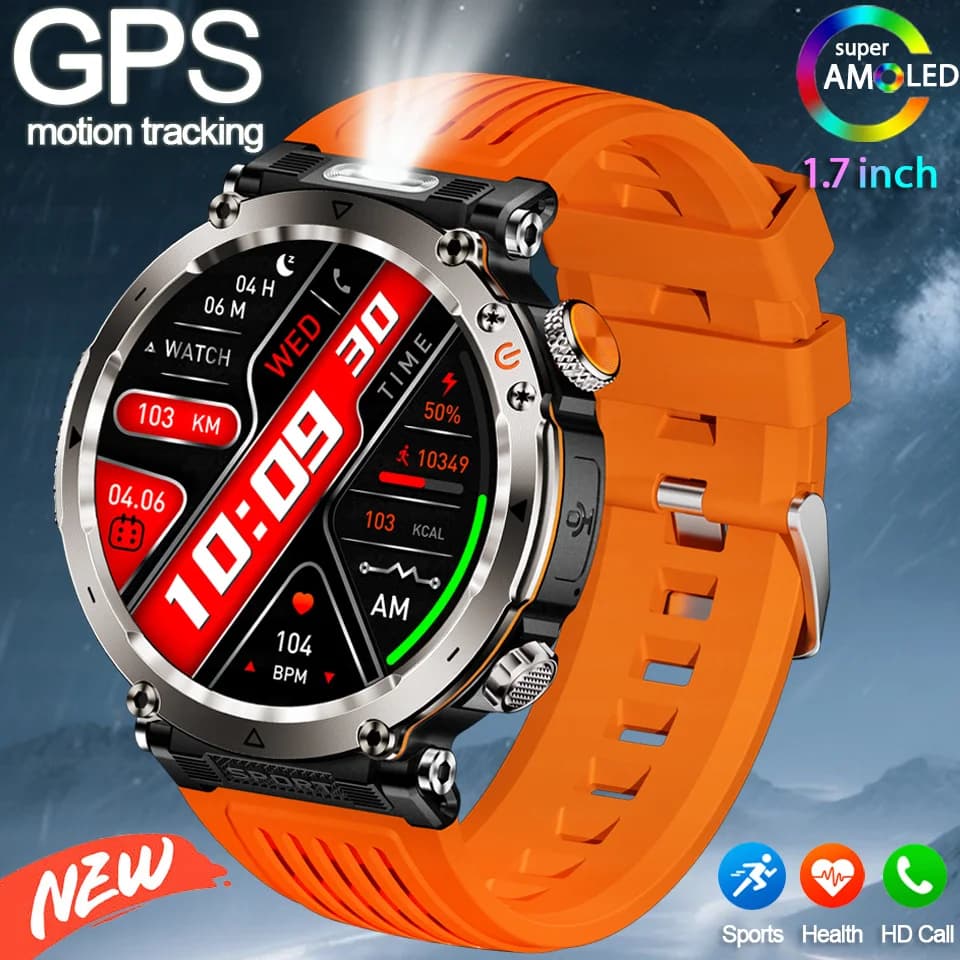 2025 Nuovo Smartwatch da uomo Sport all'aria aperta Bussola LED Chiamata Bluetooth 600mAh Frequenza cardiaca da 1,7 pollici 3ATM Smartwatch da donna impermeabile