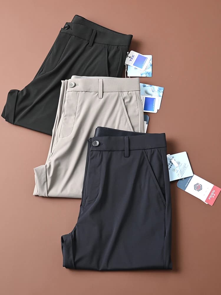 Men's Summer Thin Moisture Wicking Quick Dry Breathable Four Way Stretch Casual Pants Straight Leg Comfortable Commuter Trousers