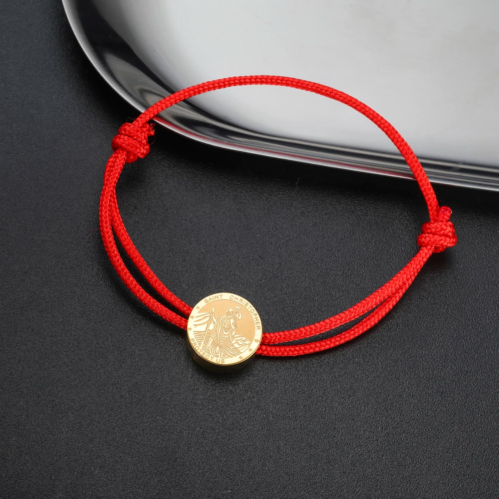 Saint Christopher Protect Us Bracelet Religious Travel Guardian Jewelry Adjustable Cord/Bead Chain Stainless Steel Catholic Amul