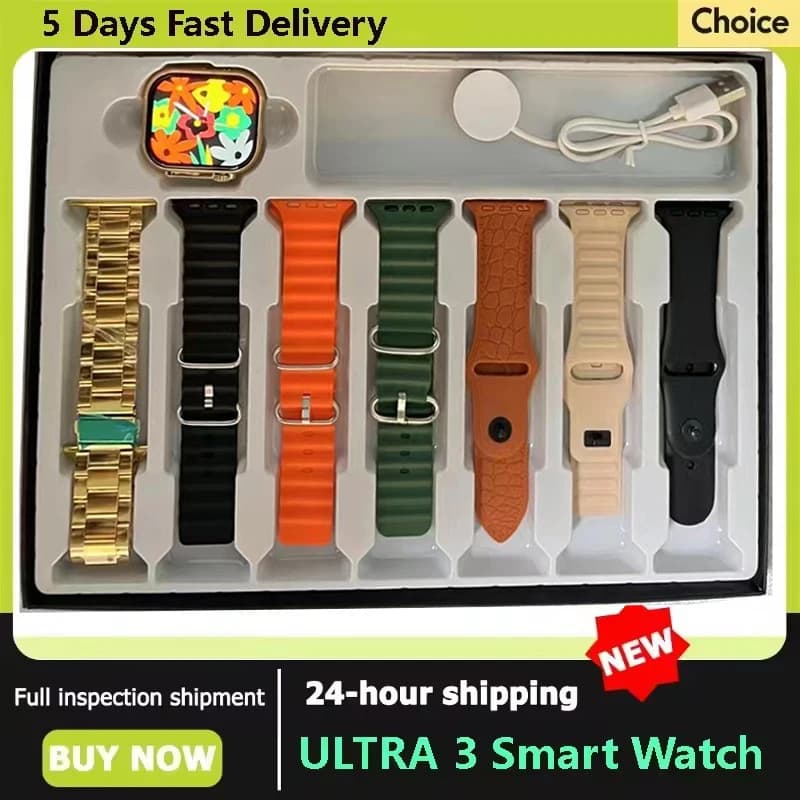 7 in 1 cinturino Smart Watch X10ultra 3 Bluetooth telefonata Smartwatch impermeabile quadranti di orologi fai da te per uomo donna orologio d'oro 2025 nuovo