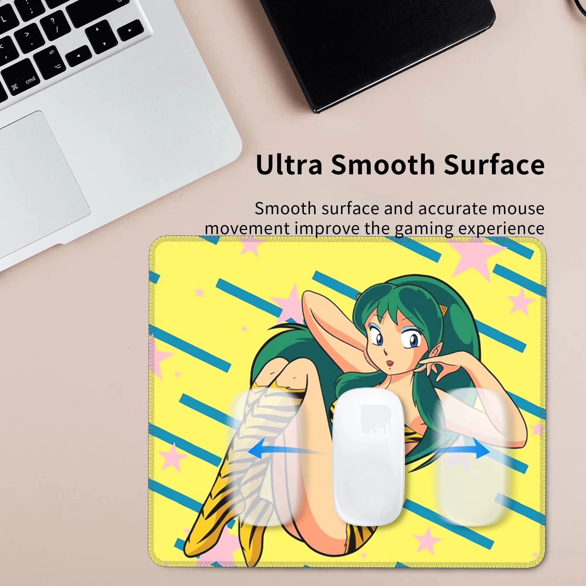 Tappetino per mouse Urusei Yatsura Anime, tappetino per tastiera e mouse per computer, tappetino da gioco per PC portatile, tappetino da scrivania per ufficio