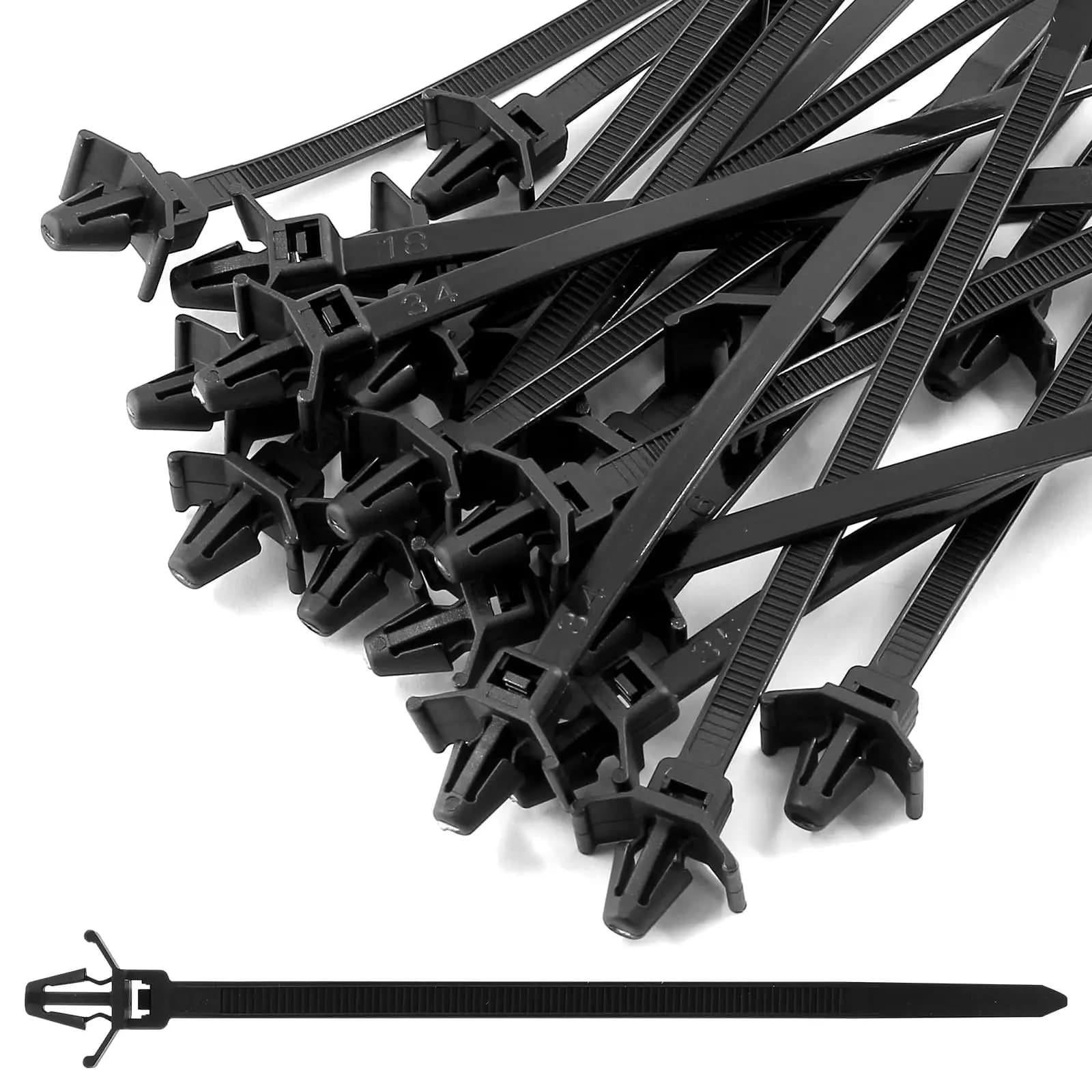 Fascette per cavi con montaggio a spinta a freccia nera da 100 pezzi 2.5X100mm Fascette per cavi autobloccanti resistenti per il raggruppamento di cavi automobilistici da costruzione