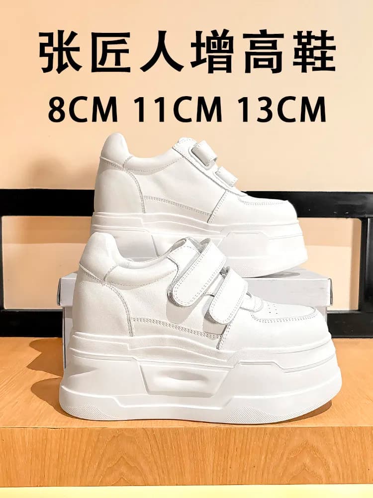 ZJR 8-13cm Women's Inner Lift Shoes Invisable Increasing Shoes Chunky Platform Sneakers Wedge Lift Shoes Quality Genuine Leather