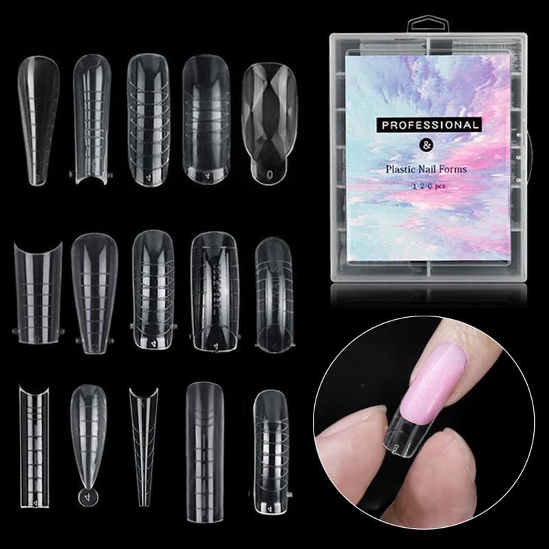 120/100/60 pezzi forme per unghie per gel UV estensione rapida costruzione stampi superiori forme doppie acrilico punte per nail art accessori per unghie strumenti