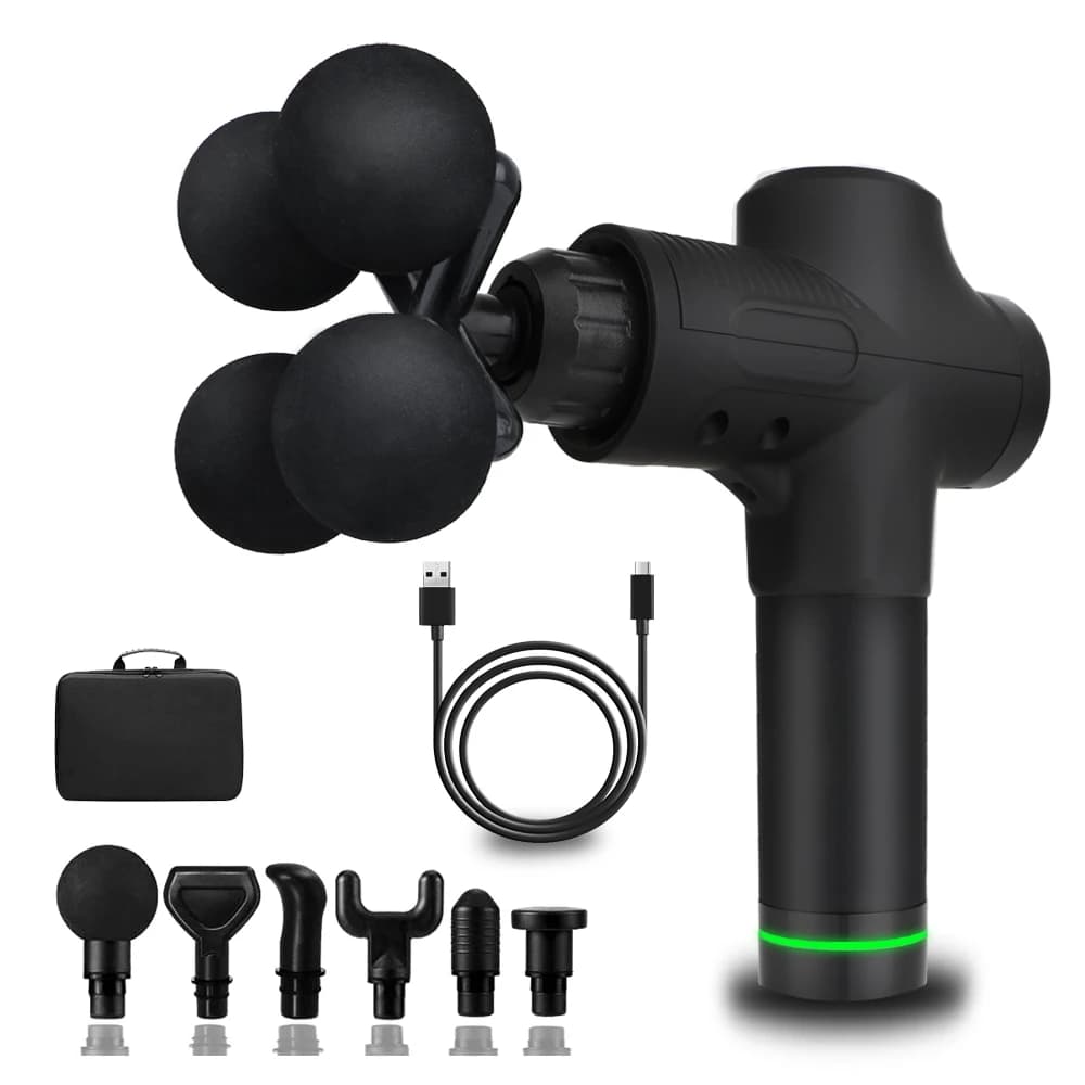 XFOX 4x Impact Deep Muscle Massage Gun Electric Percussion Pistol Massager For Body Neck Back Leg Fitness Tool 30 Levels
