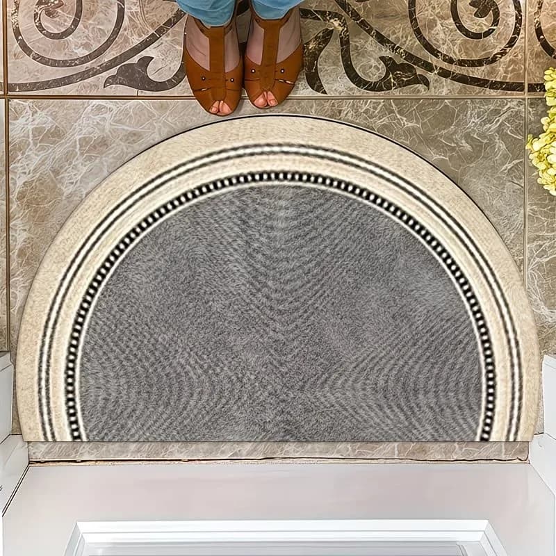 Tappetino Semicircolare Nordico Grigio Beige Antiscivolo per Ingresso, Cucina, Interni ed Esterni