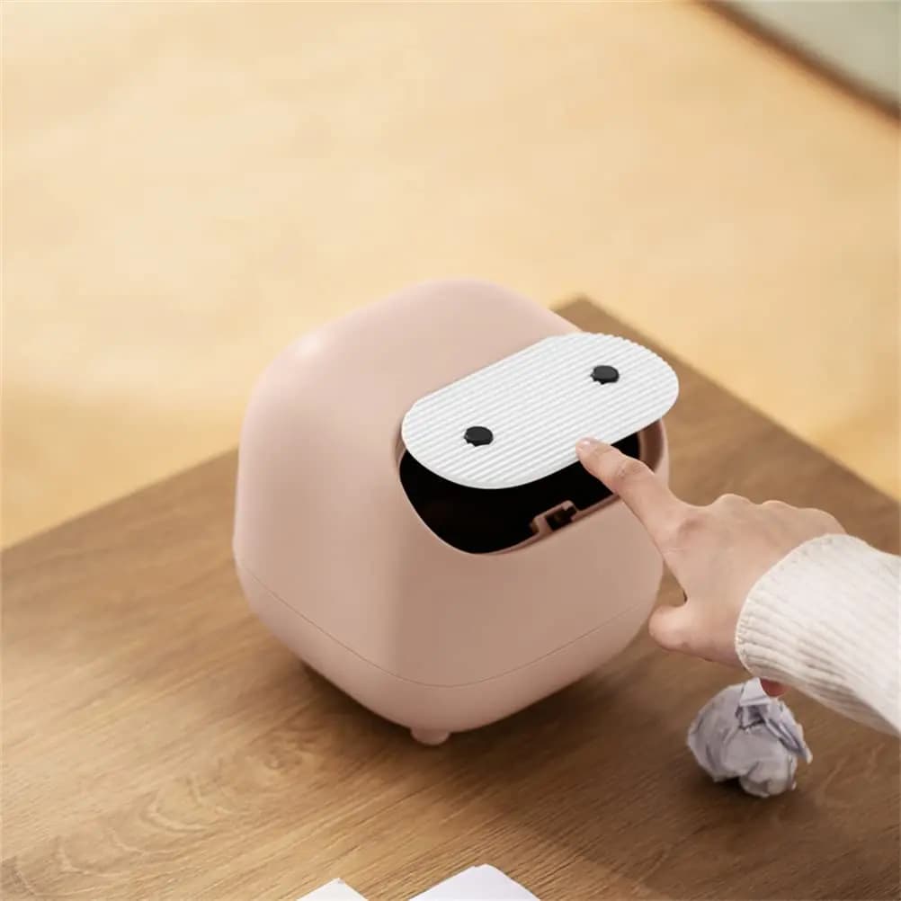 Mini Cestino con Coperchio, Simpatici Cestini da Scrivania a Tema Ninja, Piccolo Cestino in Plastica per Ufficio, Bagno e Scrivania