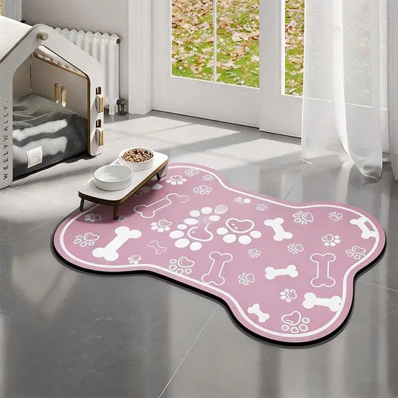 Nuovo tappetino assorbente in terra diatomacea per animali domestici, per ciotole di cibo e acqua, con retro in gomma impermeabile ad asciugatura rapida, antiscivolo, per uso domestico.