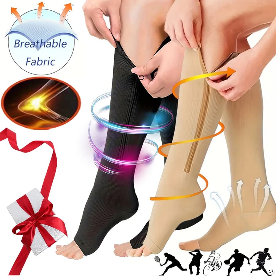 Calzini a compressione da 20-30 mmHg, calze di supporto al ginocchio per donne e uomini, calzini larghi per la circolazione del polpaccio per viaggi di corsa infermiera