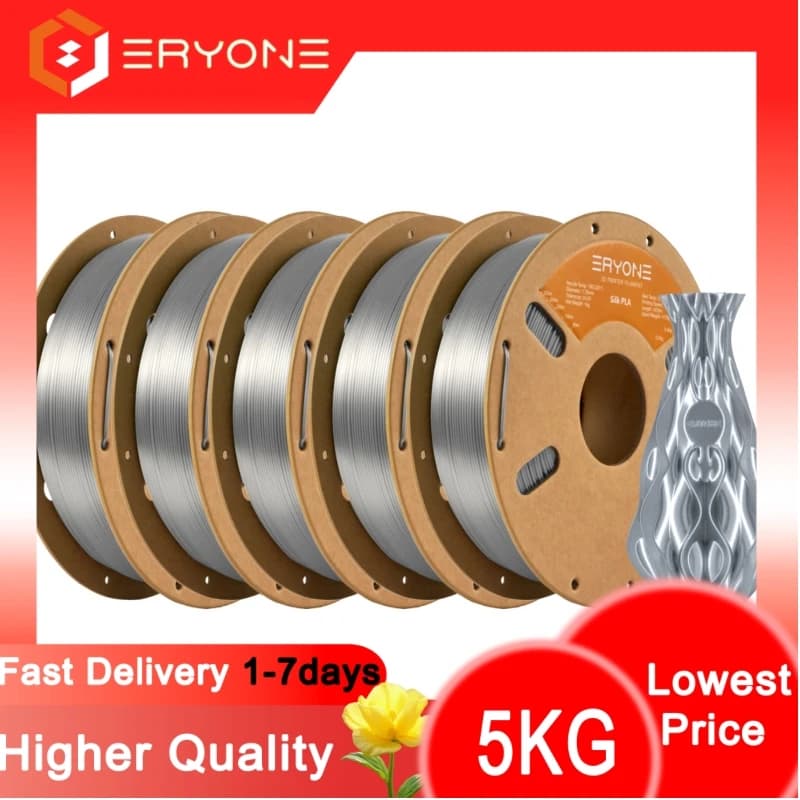 Filament PLA Silk ERYONE 3KG/5KG/10KG New Arrival Silk 1.75mm Without Bubbles Vacuum Biodegradable Shipping Fast Foreign Warehouse