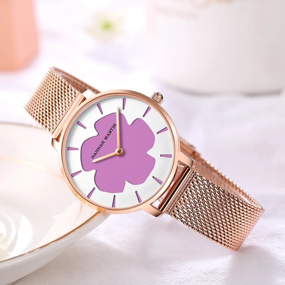 HANNAH MARTIN 1333 Women's Watch Black Technology Photochromatic Sun Fashion Casual Mesh Waterproof Mesh Watch for Women Relogio Female
